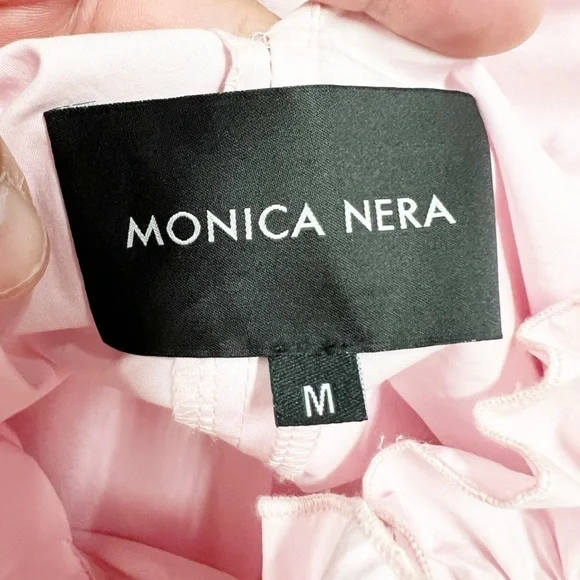 MONICA NERA Womens Pink Cotton Artelier Made to Order Tiered Mini Dress Size M - Picture 5 of 10